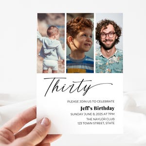 Minimalist 30th Birthday Invitation | Canva Template | Editable Digital Download | Customizable Instant Access Printable Invite | 30 Years