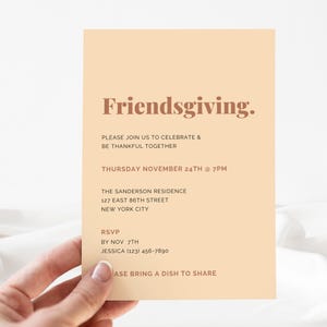Modern Friendsgiving Invitation Template | Thanksgiving Invite | Dinner Party Printable & Evite | Editable Digital Instant Download EP09