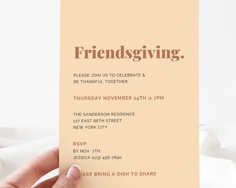 Modern Friendsgiving Invitation Template | Thanksgiving Invite | Dinner Party Printable & Evite | Editable Digital Instant Download EP09