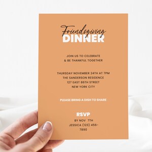 Modern Friendsgiving Invitation Template | Thanksgiving Invite | Dinner Party Printable & Evite | Editable Digital Instant Download EP04