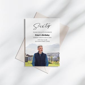 Customizable 60th Birthday Invitation | Editable Template | Instant Download | Minimalist Canva Printable | Perfect for Men & Women Any Age