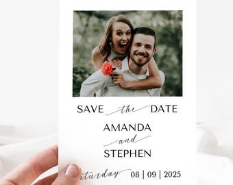 Photo Save The Date | DIY Wedding Date Announcement | Editable Canva Template | Modern Minimalist Save the Date | Digital Instant Download