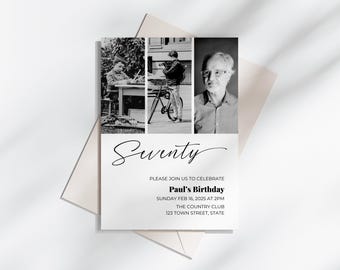 Editable 70th Birthday Invitation | Digital Template | Instant Download | Customizable for Any Age | Printable Invite | 70 Years Old