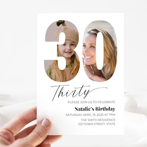 Minimalist 30th Birthday Invitation | Canva Template | Editable Digital Download | Customizable Instant Access Printable Invite | 30 Years