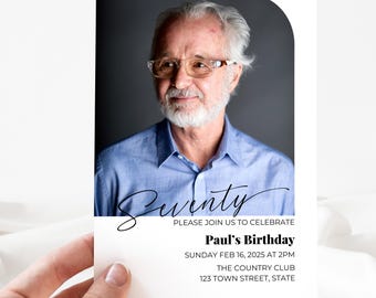 Editable 70th Birthday Invitation | Digital Template | Instant Download | Customizable for Any Age | Printable Invite | 70 Years Old