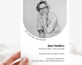 Editable Funeral Invitation | Celebration of Life Announcement | Memorial Service Invite | Canva Template | Instant Download | Loving Memory