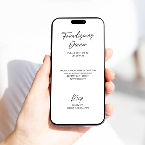 Modern Friendsgiving Invitation Template | Thanksgiving Invite | Dinner Party Printable & Evite | Editable Digital Instant Download EP02