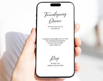 Plantilla de invitación moderna para Acción de Gracias / Invitación para cena de Acción de Gracias / Imprimible y Evite / Descarga digital instantánea editable EP02