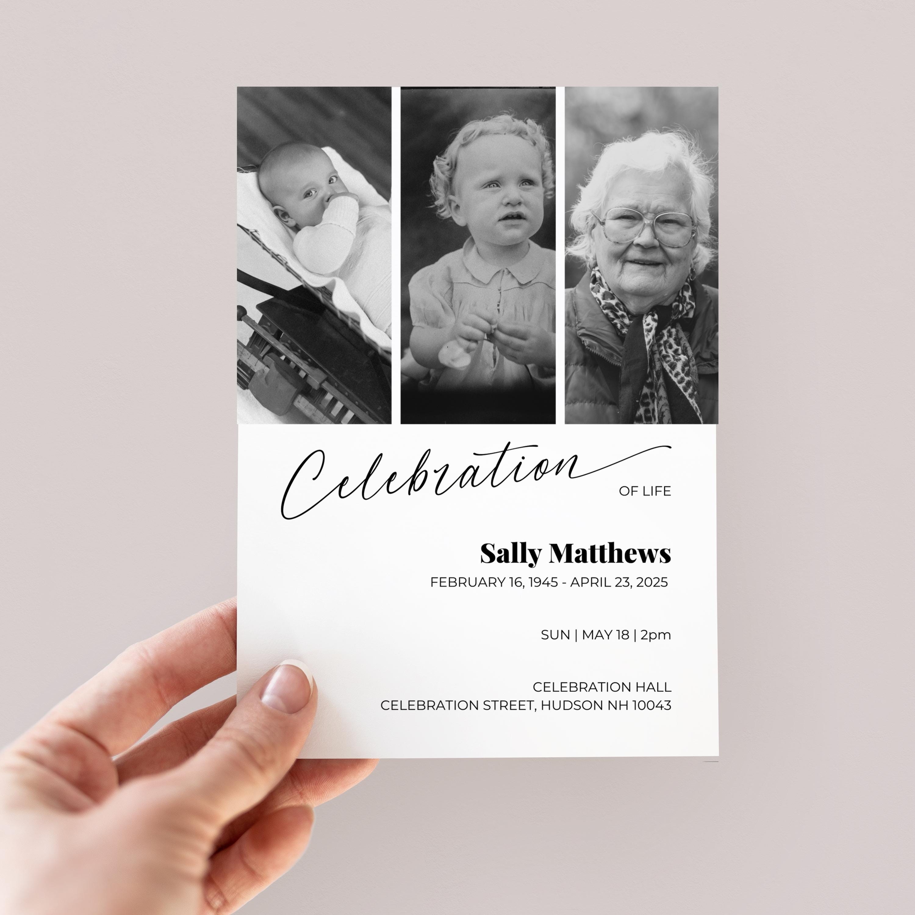Editable Celebration of Life Invitation | Funeral Announcement ...
