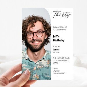 Minimalist 30th Birthday Invitation | Canva Template | Editable Digital Download | Customizable Instant Access Printable Invite | 30 Years