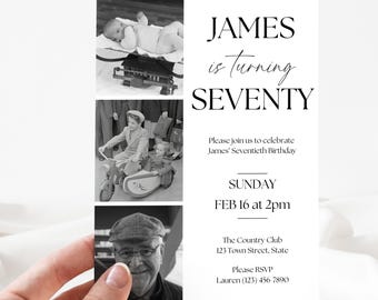 Editable 70th Birthday Invitation | Digital Template | Instant Download | Customizable for Any Age | Printable Invite | 70 Years Old