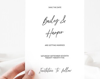 Minimalist Save The Date | DIY Wedding Date Announcement | Editable Canva Template | Modern Minimal Save the Date | Digital Instant Download