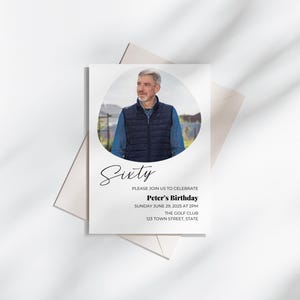 Customizable 60th Birthday Invitation | Editable Template | Instant Download | Minimalist Canva Printable | Perfect for Men & Women Any Age