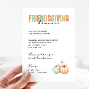 Modern Friendsgiving Invitation Template | Thanksgiving Invite | Dinner Party Printable & Evite | Editable Digital Instant Download EP03