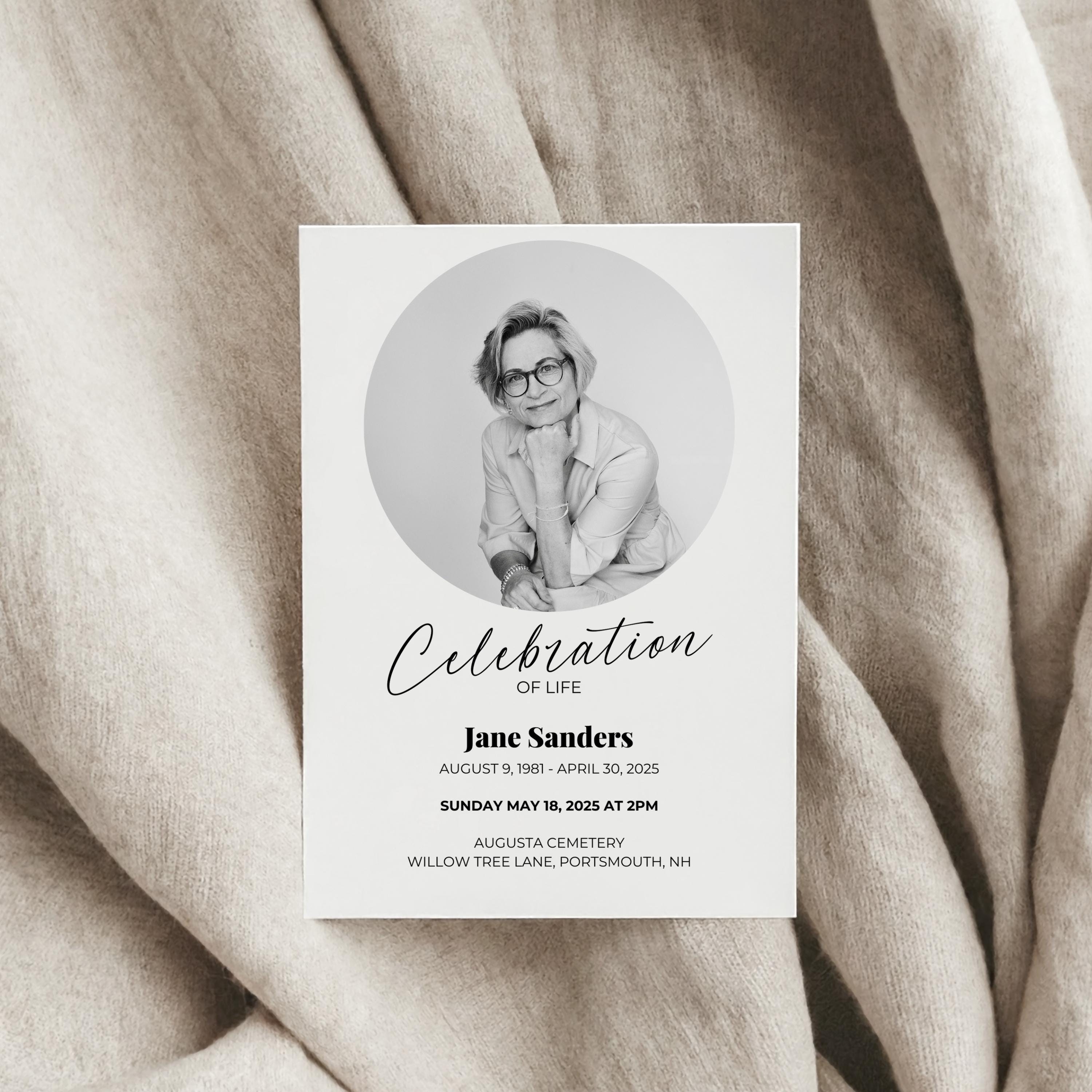 Editable Celebration of Life Invitation | Funeral Announcement ...