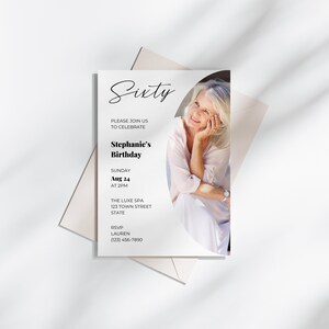 Customizable 60th Birthday Invitation | Editable Template | Instant Download | Minimalist Canva Printable | Perfect for Men & Women Any Age