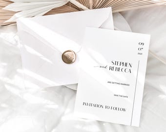 Minimalist Save The Date | DIY Wedding Date Announcement | Editable Canva Template | Modern Minimal Save the Date | Digital Instant Download