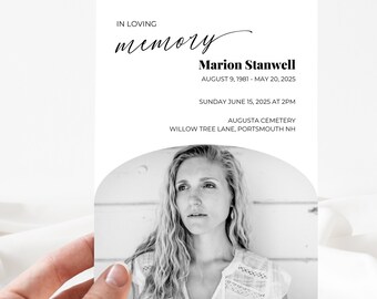 Editable Funeral Invitation | Celebration of Life Announcement | Memorial Service Invite | Canva Template | Instant Download | Loving Memory