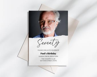Editable 70th Birthday Invitation | Digital Template | Instant Download | Customizable for Any Age | Printable Invite | 70 Years Old