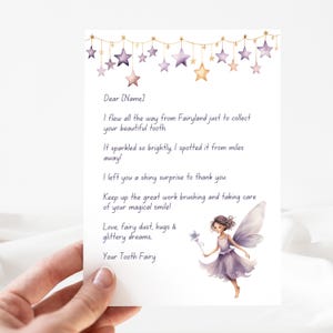 Carta editable del Hada de los Dientes, Nota imprimible estilo boho del Hada de los Dientes, Visita del Hada de los Dientes, Plantilla personalizable de Canva para descarga instantánea, Primer diente