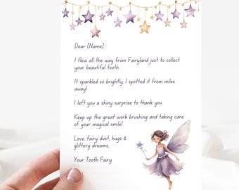 Editable Tooth Fairy Letter, Boho Printable Tooth Fairy Note, Tooth Fairy Visit, Customizable Canva Template Instant Download, First Tooth