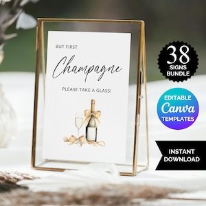 Wedding Sign Bundle | Modern Minimalist Reception Signs | Wedding Signage Bundle | Editable Template Canva | Instant Download Printable WB02