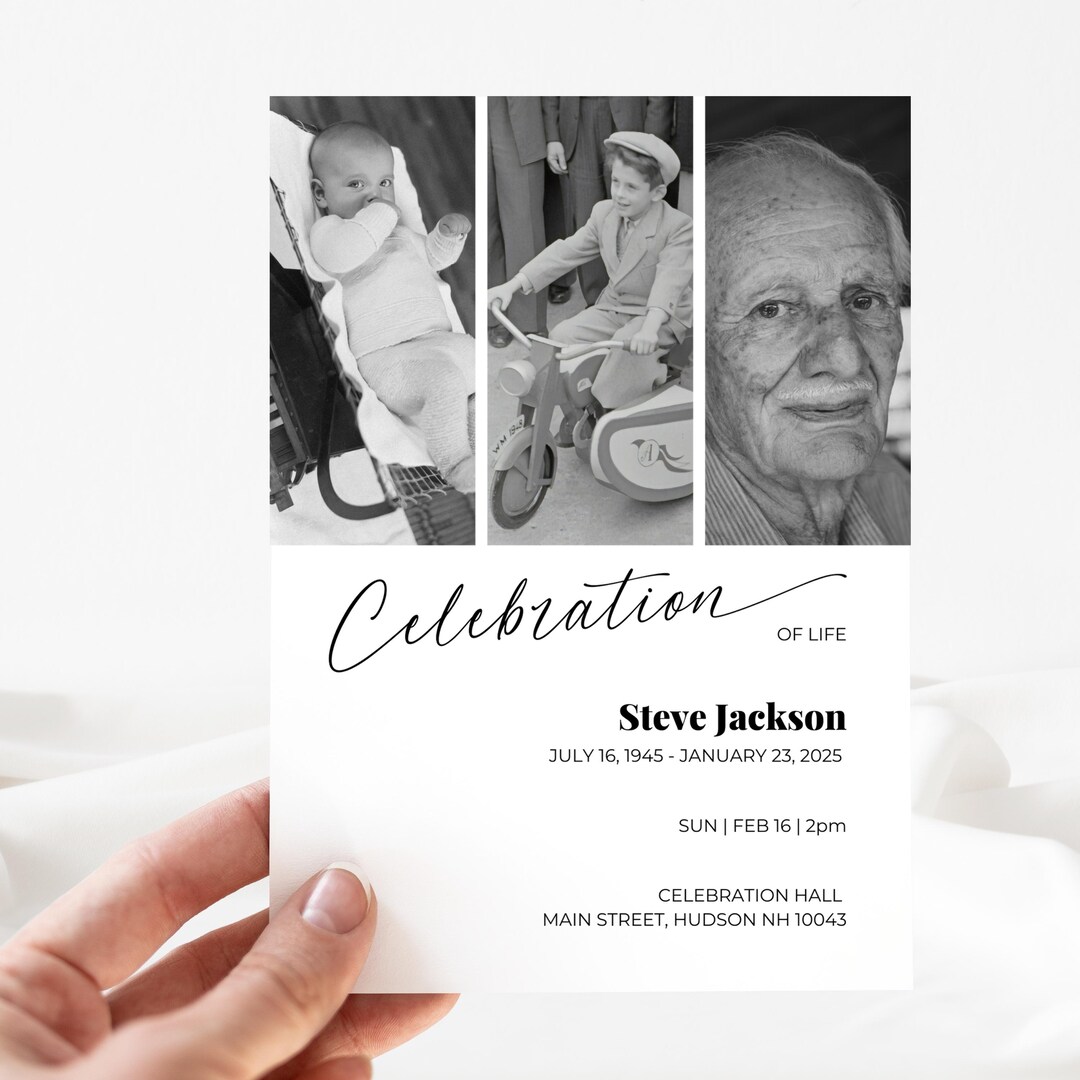 Editable Celebration of Life Invitation | Funeral Announcement ...