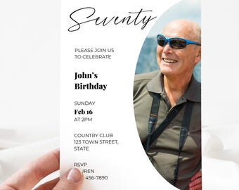 Editable 70th Birthday Invitation | Digital Template | Instant Download | Customizable for Any Age | Printable Invite | 70 Years Old