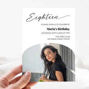 18th Birthday Invitation | Editable Canva Template | Modern Minimalist Photo |  Customizable for Boys and Girls | Instant Download Printable