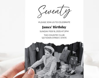 Editable 70th Birthday Invitation | Digital Template | Instant Download | Customizable for Any Age | Printable Invite | 70 Years Old