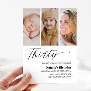 Minimalist 30th Birthday Invitation | Canva Template | Editable Digital Download | Customizable Instant Access Printable Invite | 30 Years