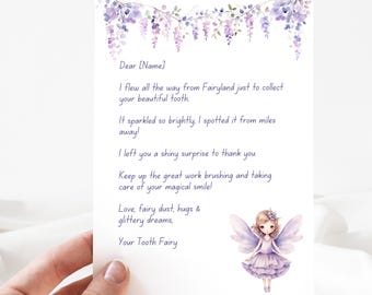 Editable Tooth Fairy Letter, Printable Tooth Fairy Note, First Lost Tooth, Tooth Fairy Visit, Customizable Canva Template Instant Download