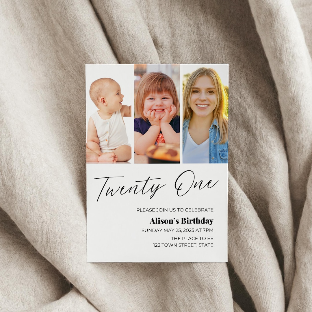 Modern 21st Birthday Invitation | Custom Editable Digital Download ...