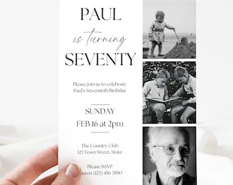 Editable 70th Birthday Invitation | Digital Template | Instant Download | Customizable for Any Age | Printable Invite | 70 Years Old