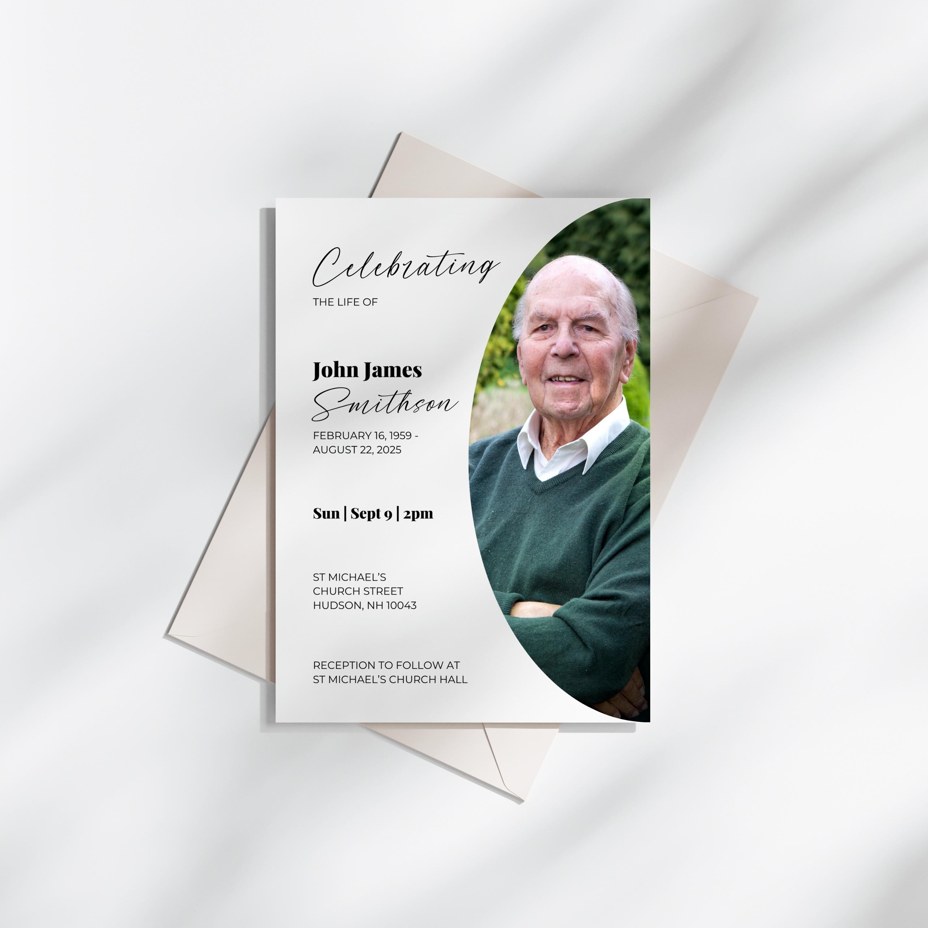 Editable Celebration of Life Invitation | Funeral Announcement ...