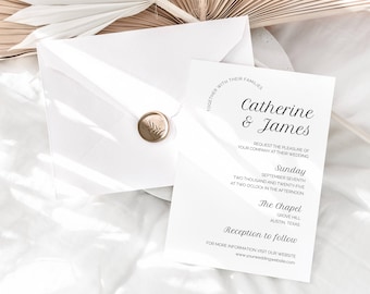 Editable Minimalist Wedding Invite | Modern Invitation | Instant Download | DIY Simple Elegant Invite | Canva Template Digital Printable