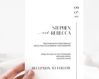 Editable Minimalist Wedding Invite | Modern Invitation | Instant Download | DIY Simple Elegant Invite | Canva Template Digital Printable