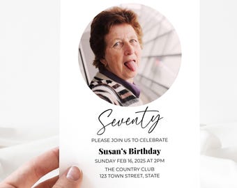 Editable 70th Birthday Invitation | Digital Template | Instant Download | Customizable for Any Age | Printable Invite | 70 Years Old