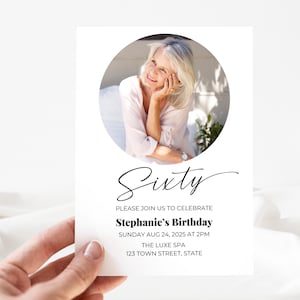 Customizable 60th Birthday Invitation | Editable Template | Instant Download | Minimalist Canva Printable | Perfect for Men & Women Any Age