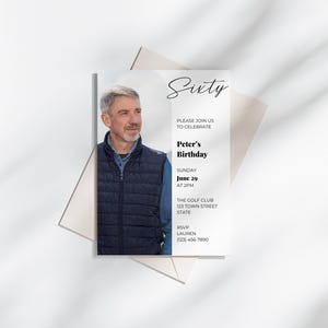 Customizable 60th Birthday Invitation | Editable Template | Instant Download | Minimalist Canva Printable | Perfect for Men & Women Any Age