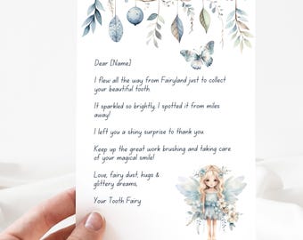 Editable Tooth Fairy Letter, Boho Printable Tooth Fairy Note, Tooth Fairy Visit, Customizable Canva Template Instant Download, First Tooth