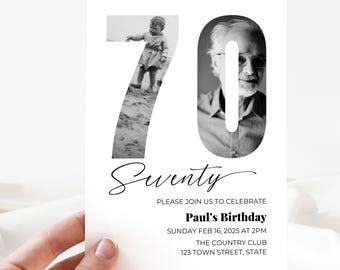 Editable 70th Birthday Invitation | Digital Template | Instant Download | Customizable for Any Age | Printable Invite | 70 Years Old