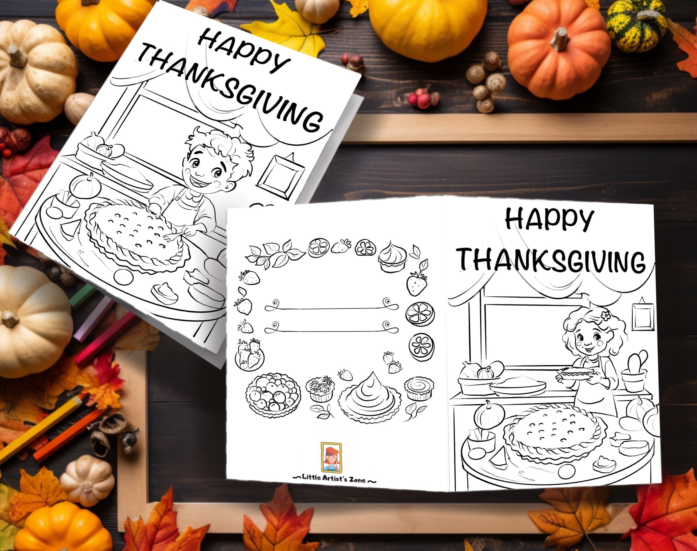 Thanksgiving Coloring Card Printable Coloring Cards for Kids - Etsy