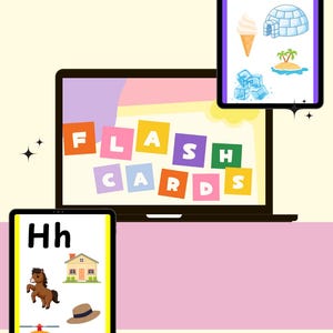 Tarjetas digitales con imágenes del alfabeto / Tarjetas A-Z para niños / Imprimibles para aprendizaje temprano / Descarga digital