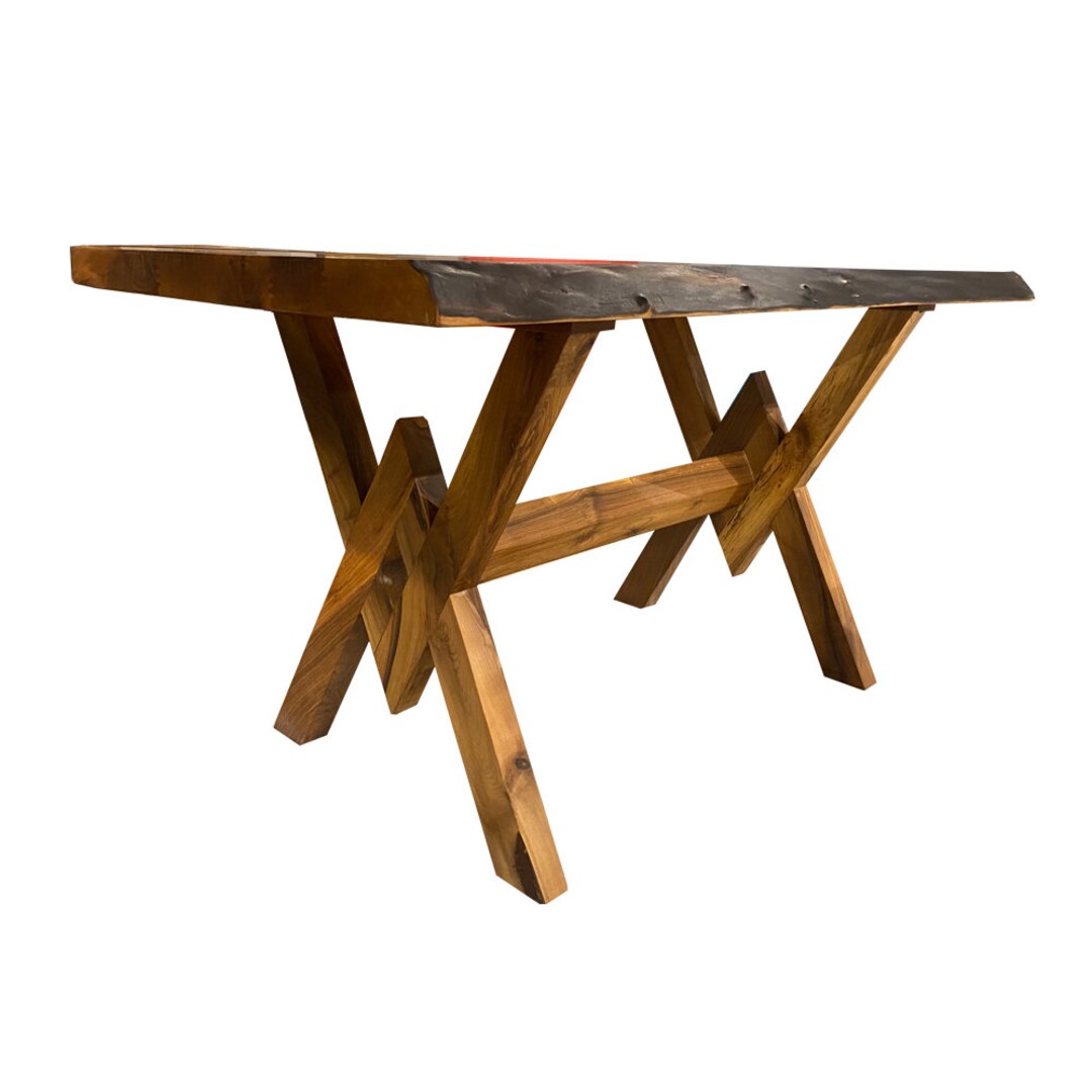 Walnut Wooden Table Kitchen Dining Table Live Edge Desk Etsy
