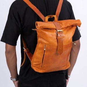 Handmade leather backpack, genuine leather backpack for women, vintage travel leather backpack, Moroccan handmade bag