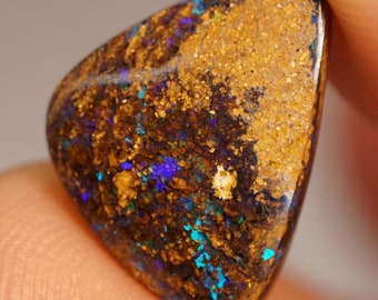 Bague opale Boulder étincelante, 4,61 cts, opale naturelle d'Australie