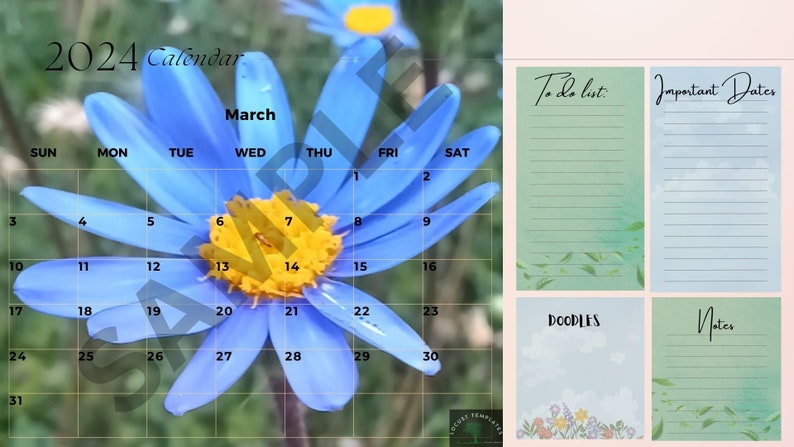 2024 Printable Editable Floral Yearly / Monthly Calendar 2024 Flower ...