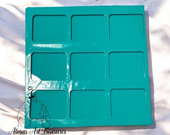 Moule en silicone rectangulaire bords lisses 9 en 1 | Moule en silicone carré-rectangulaire à empreintes 9 en 1 | Moule en résine