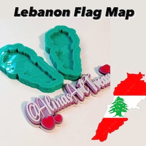 Lebanon Flag Map Silicone Mold: 3&quot; Keychain Mould